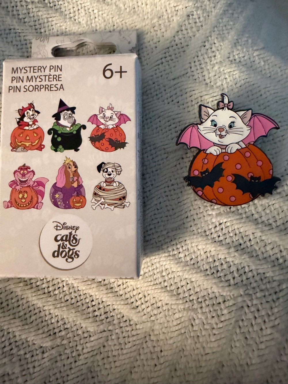 Disney Marie Halloween Pumpkin Pin in White, Pink & Orange